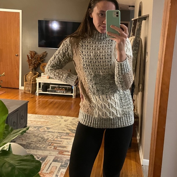 Coldwater Creek Sweaters - Coldwater Creek Patchwork Knit Turtleneck Sweater Medium
